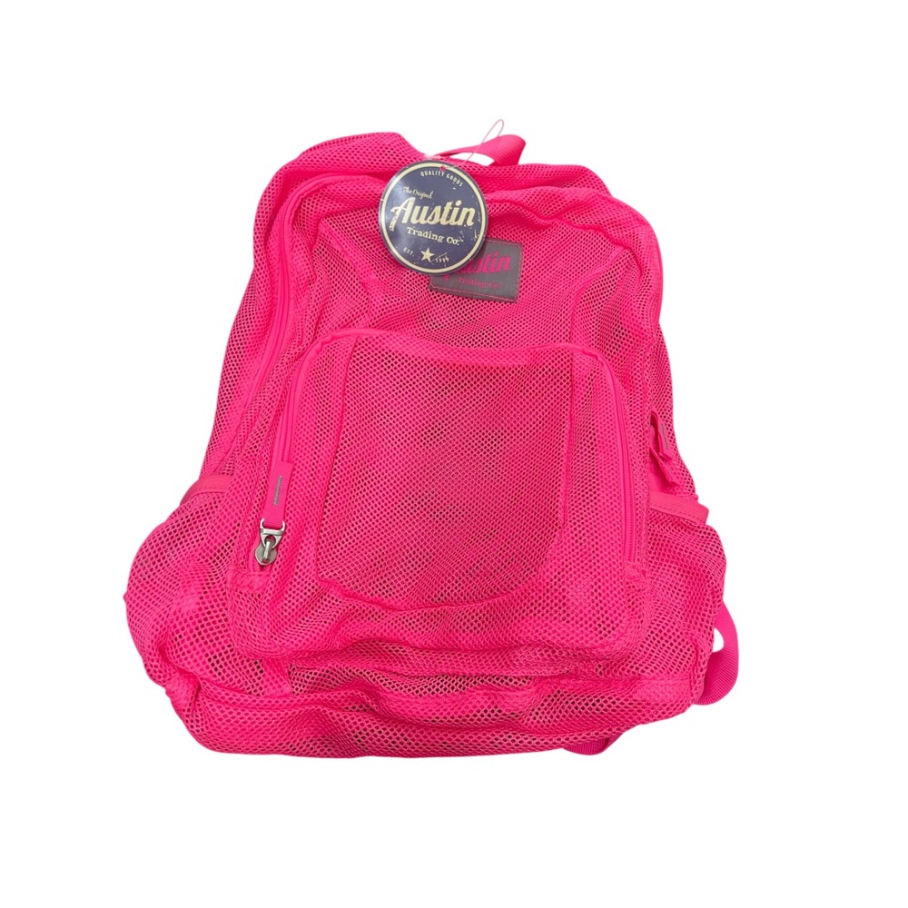 Austin Trading Co Hot Pink Mesh Backpack School Gym Bag YFSACLG0001 NWT I09